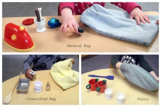 Children working with general, classified, and pairs stereognostic bags
