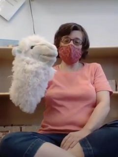 Jen with lama puppet